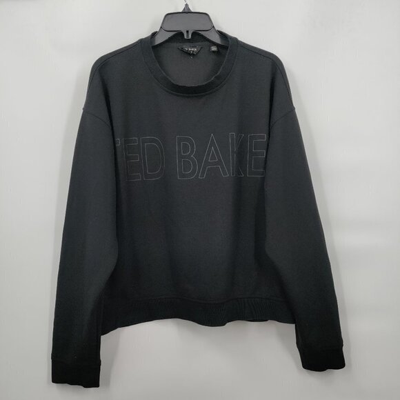 Ted Baker London Other - Ted Baker Crewneck Graphic Front Logo Boxy Pullover Sweater Top Large Men Black